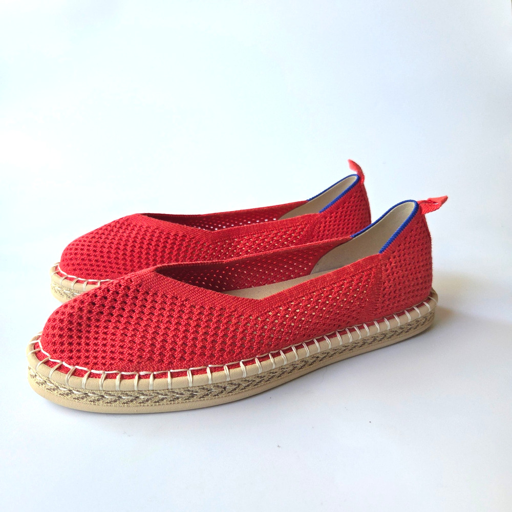 Rothy's The Espadrille Flat Size 8.5 New Red Hot Slip On Flats Comfort Knit - Picture 2 of 7
